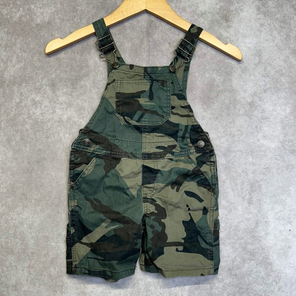 Wrangler Authentics Toddler 2T Boys Camo Shortall Overalls Green 112318801